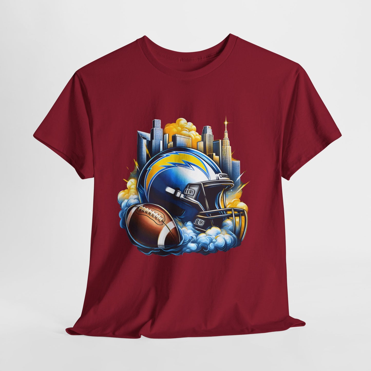 Sports Chargers Football Helmet #1 Unisex Heavy Cotton Tee