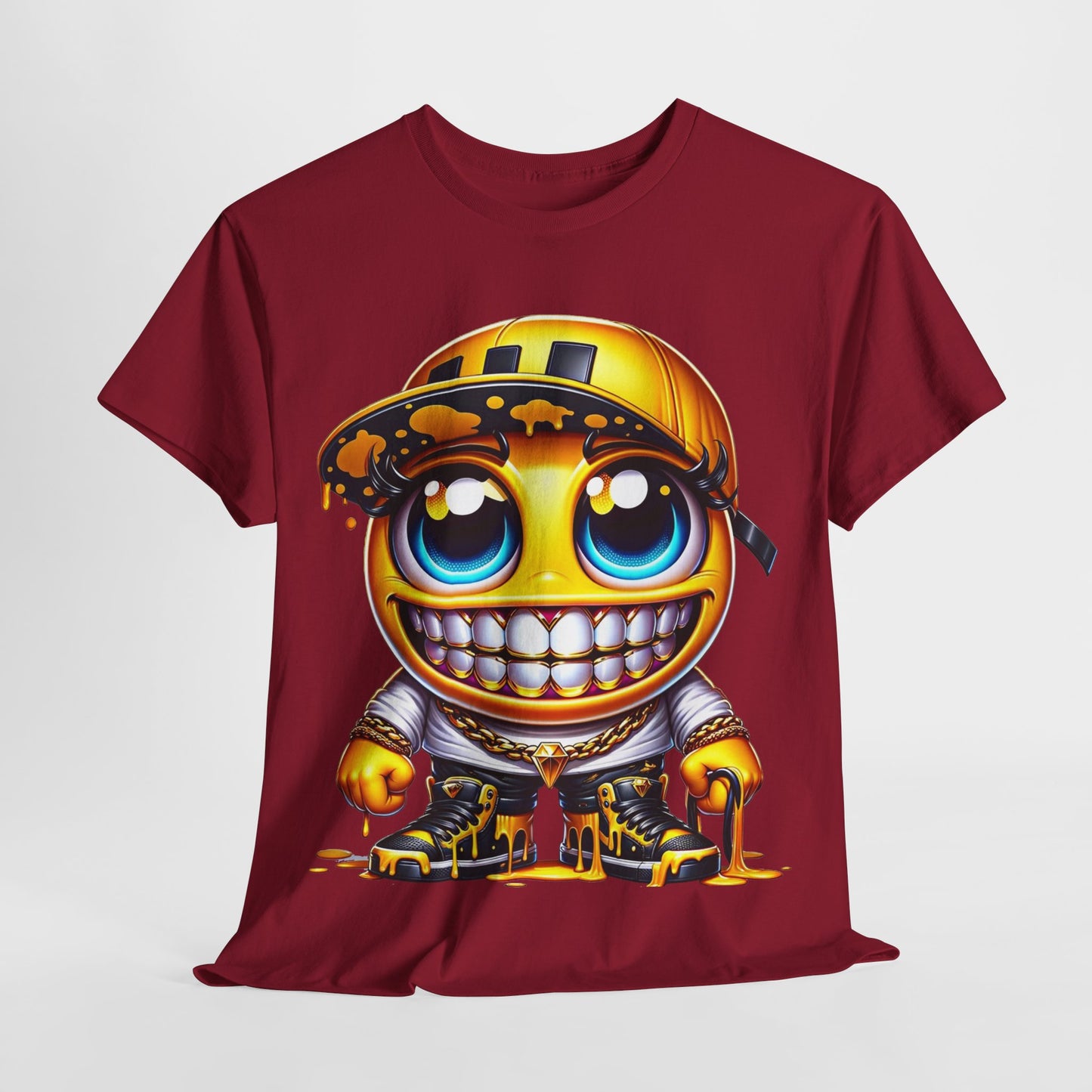 Blue Eyes Smiley Drippy Emoji Unisex Heavy Cotton Tee