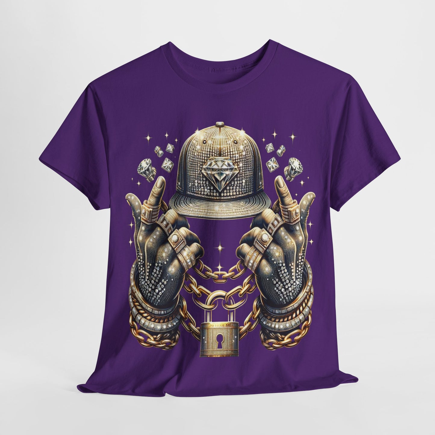 Drip Diamond Chain & Hat Bling #2 Unisex Heavy Cotton Tee