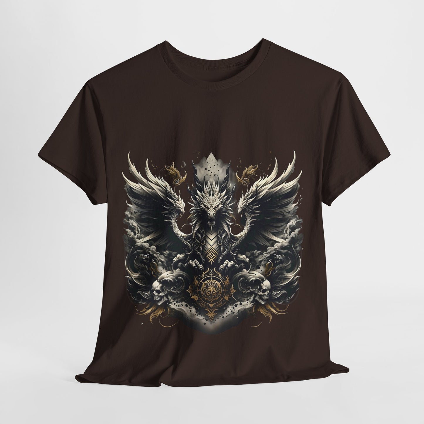 White Dragon & 2 Skulls Unisex Heavy Cotton Tee - 312tshirts 2