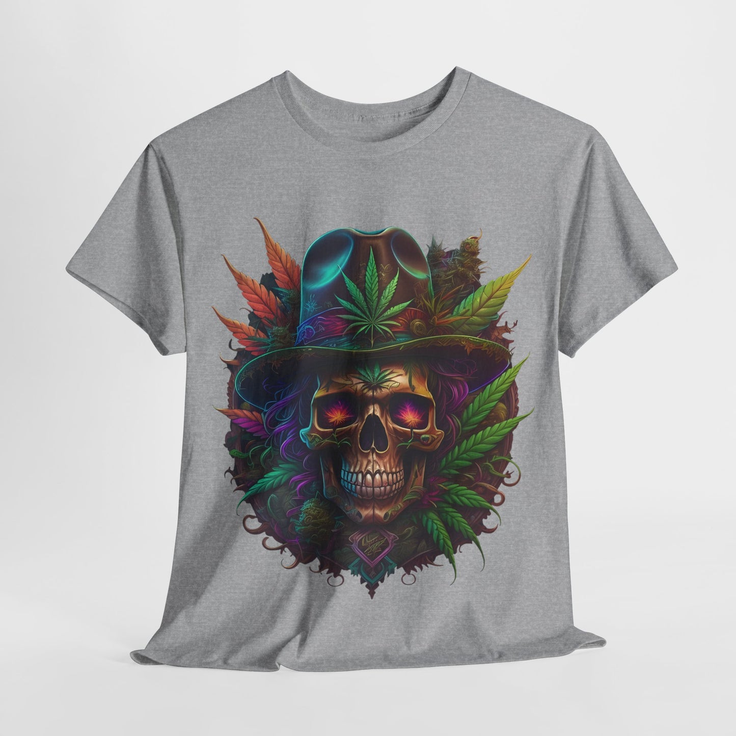 420 Psychedelic Skull & Hat Unisex Heavy Cotton Tee. - 312tshirts 2