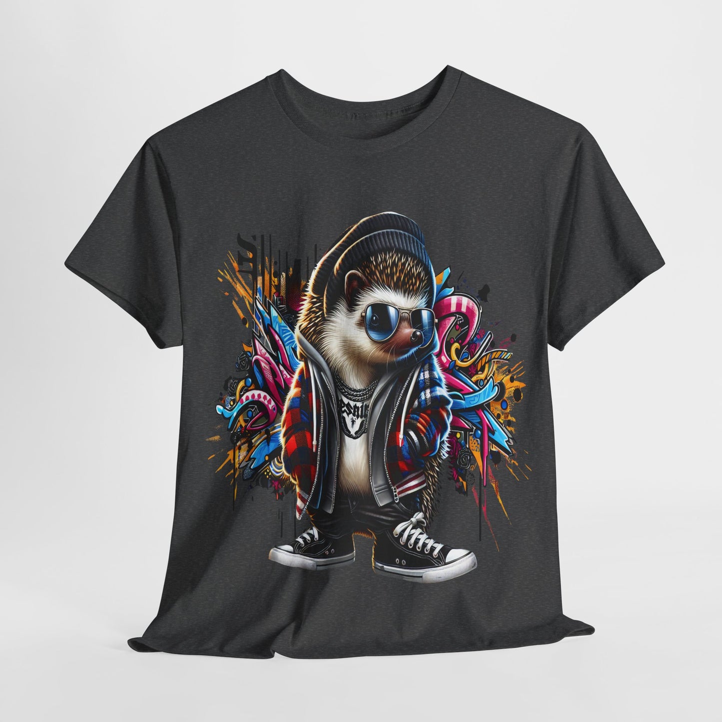 Cool Hipster Hedgehog Unisex Heavy Cotton Tee