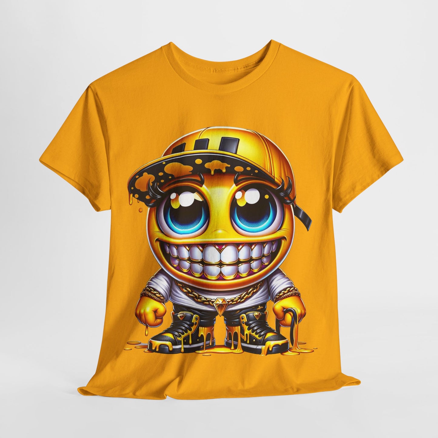 Blue Eyes Smiley Drippy Emoji Unisex Heavy Cotton Tee