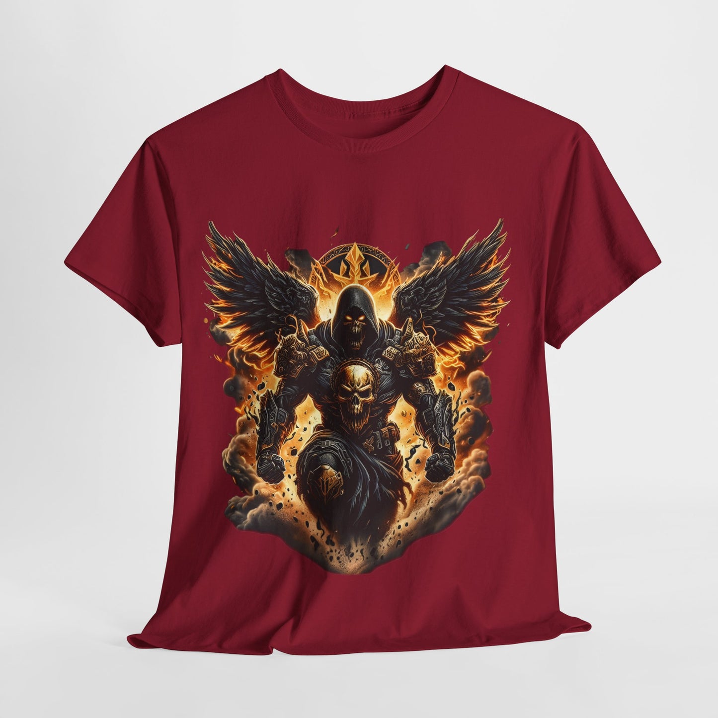Skeleton Warrior & Wings Unisex Heavy Cotton Tee - 312tshirts 2