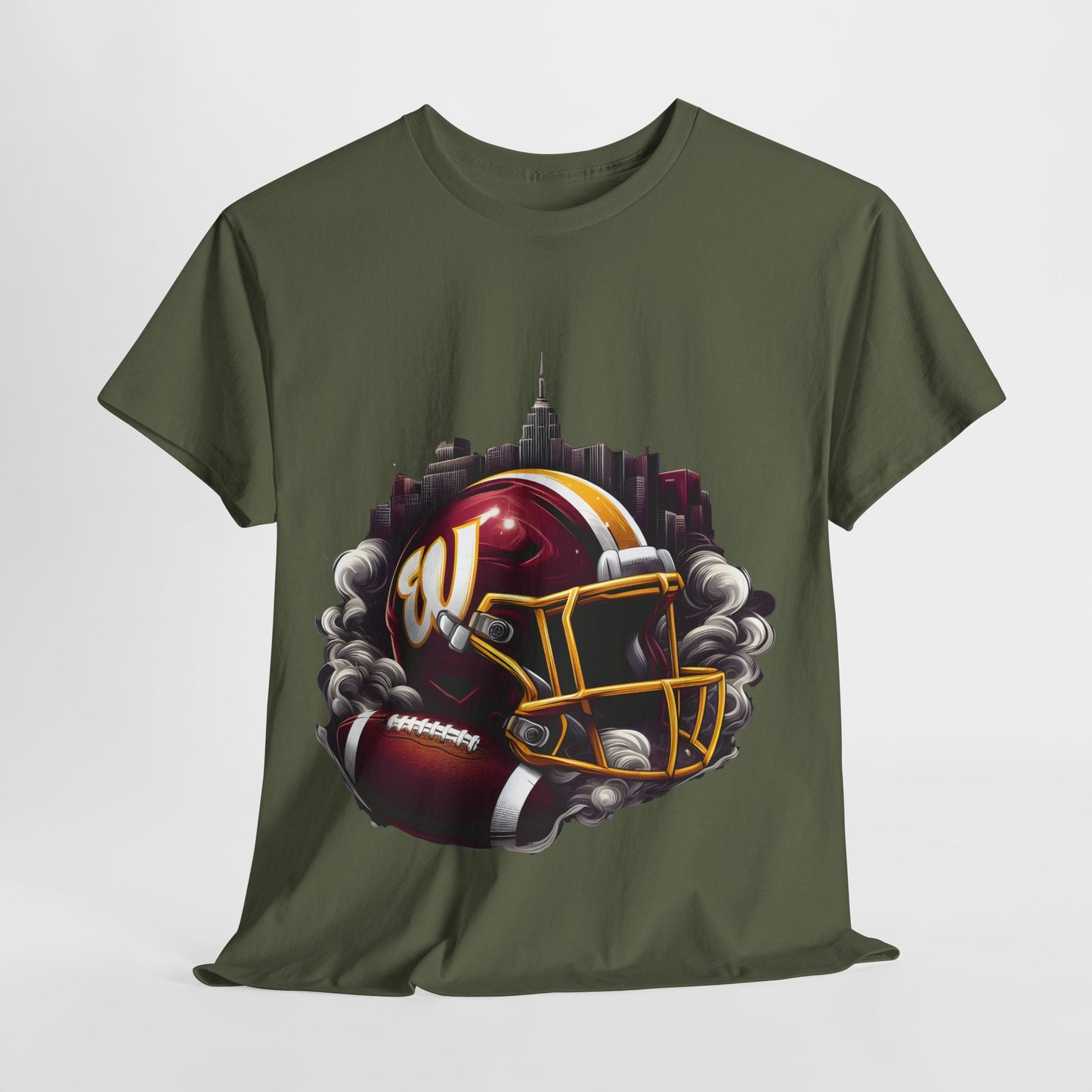 Sports Commanders Football Helmet #18 Unisex Heavy Cotton Tee