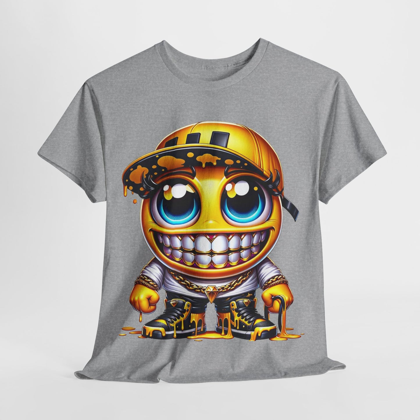 Blue Eyes Smiley Drippy Emoji Unisex Heavy Cotton Tee