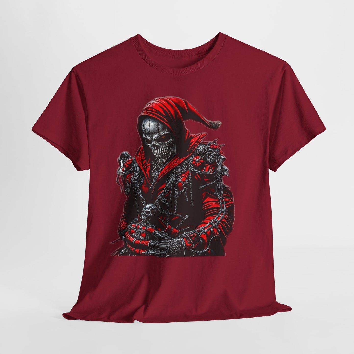 Red Gothic Skeleton Man Unisex Heavy Cotton Tee