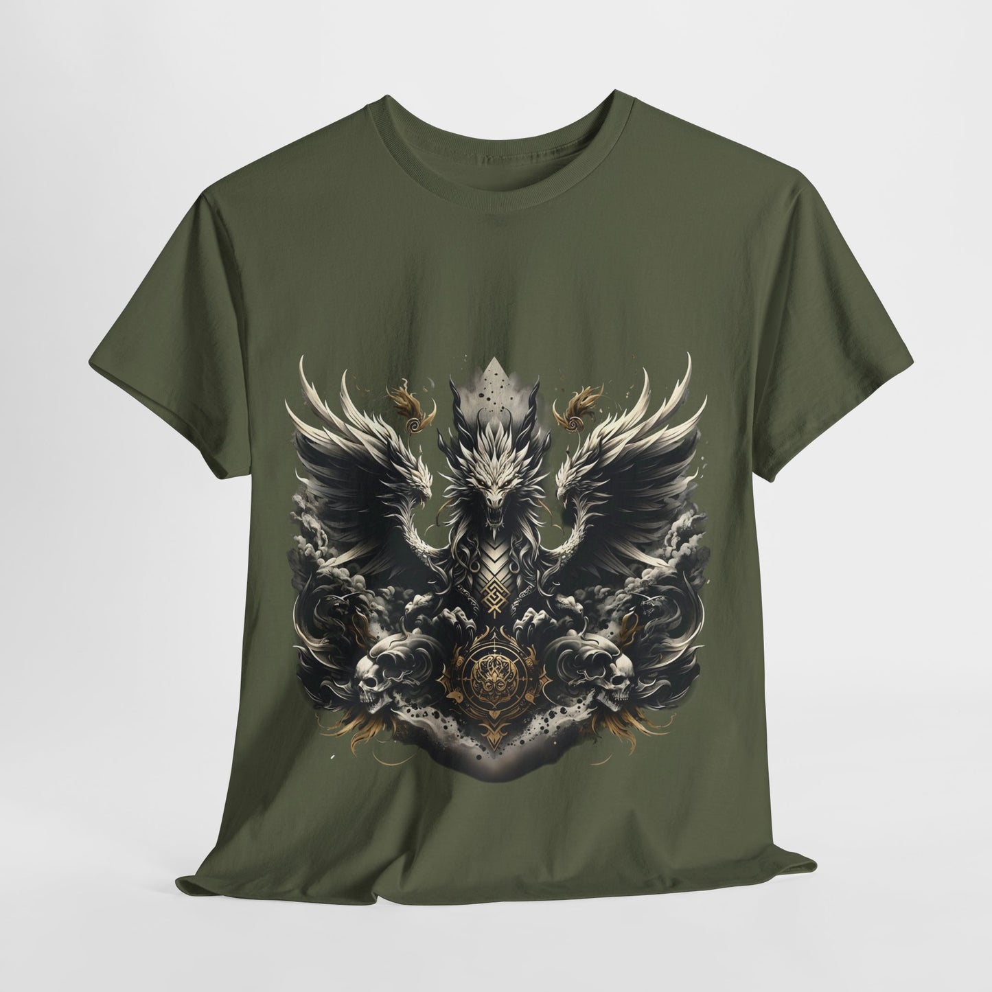 White Dragon & 2 Skulls Unisex Heavy Cotton Tee - 312tshirts 2