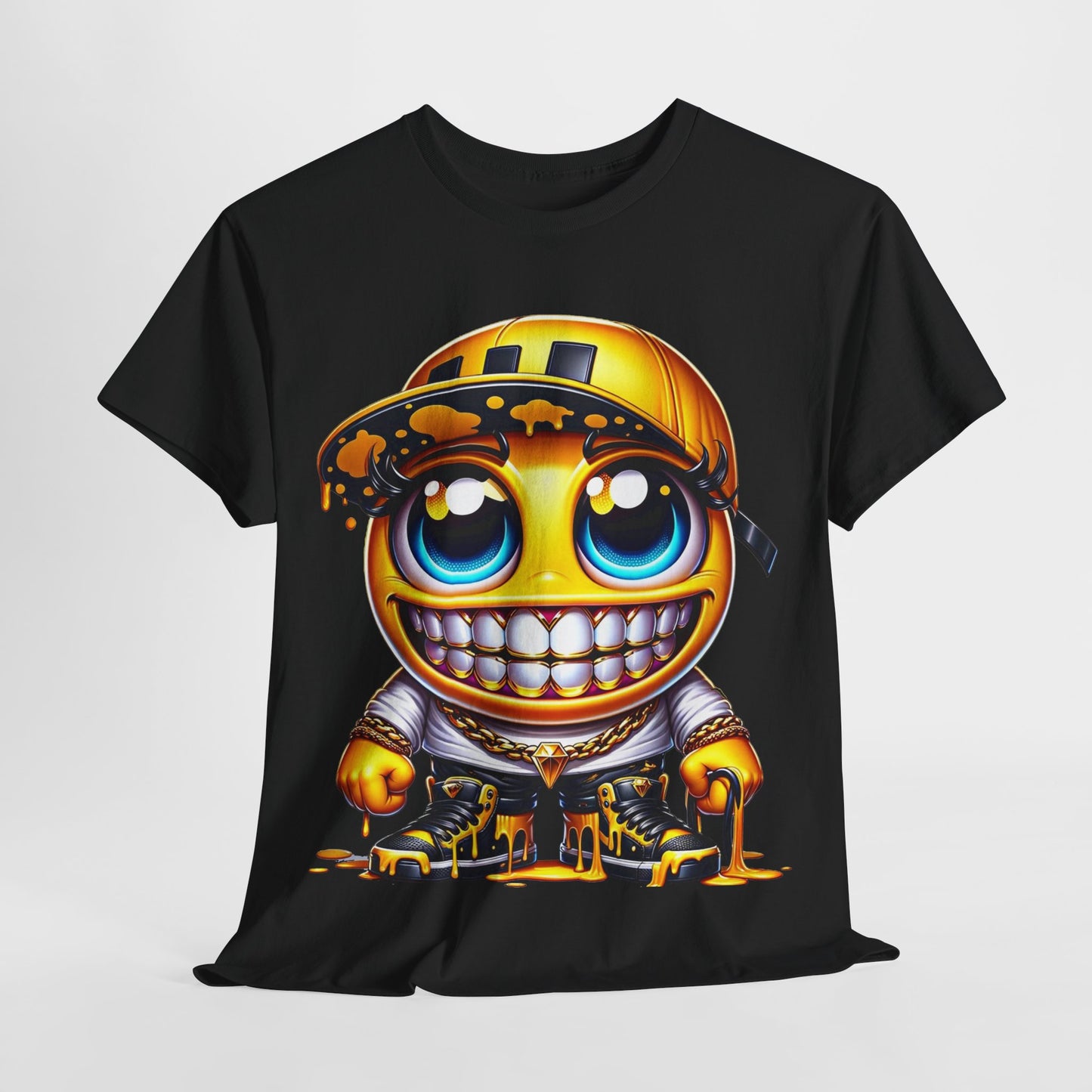 Blue Eyes Smiley Drippy Emoji Unisex Heavy Cotton Tee