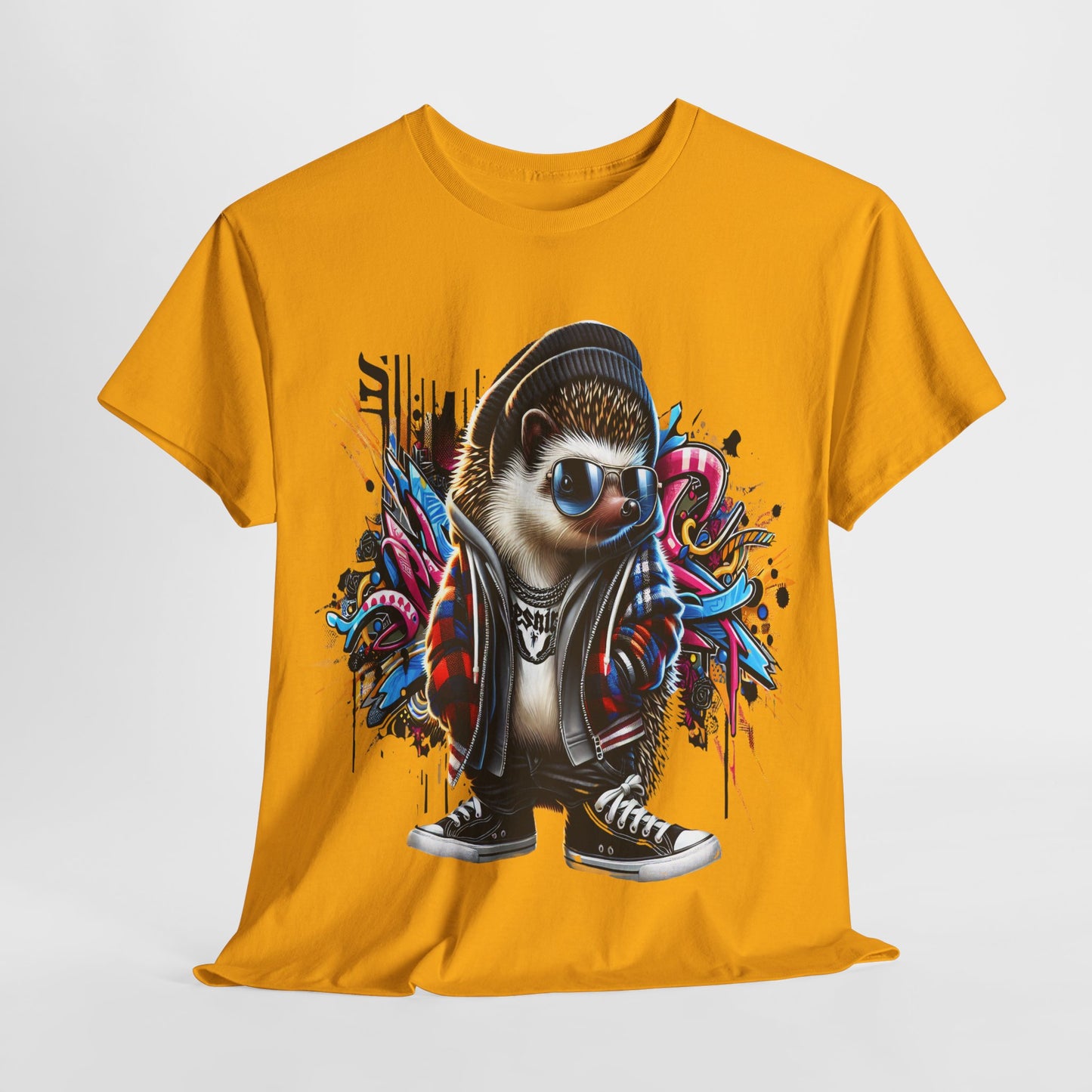 Cool Hipster Hedgehog Unisex Heavy Cotton Tee