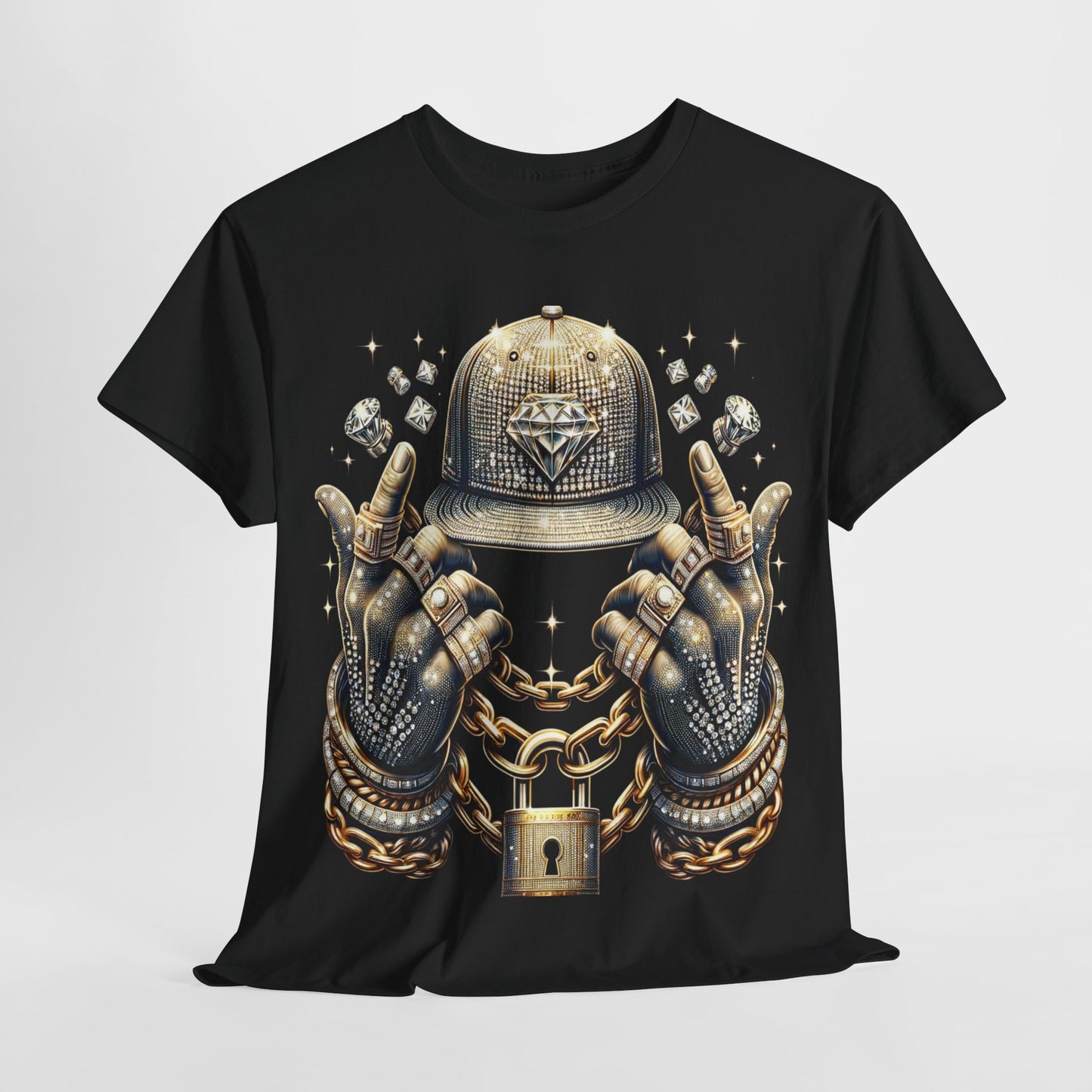 Drip Diamond Chain & Hat Bling #2 Unisex Heavy Cotton Tee