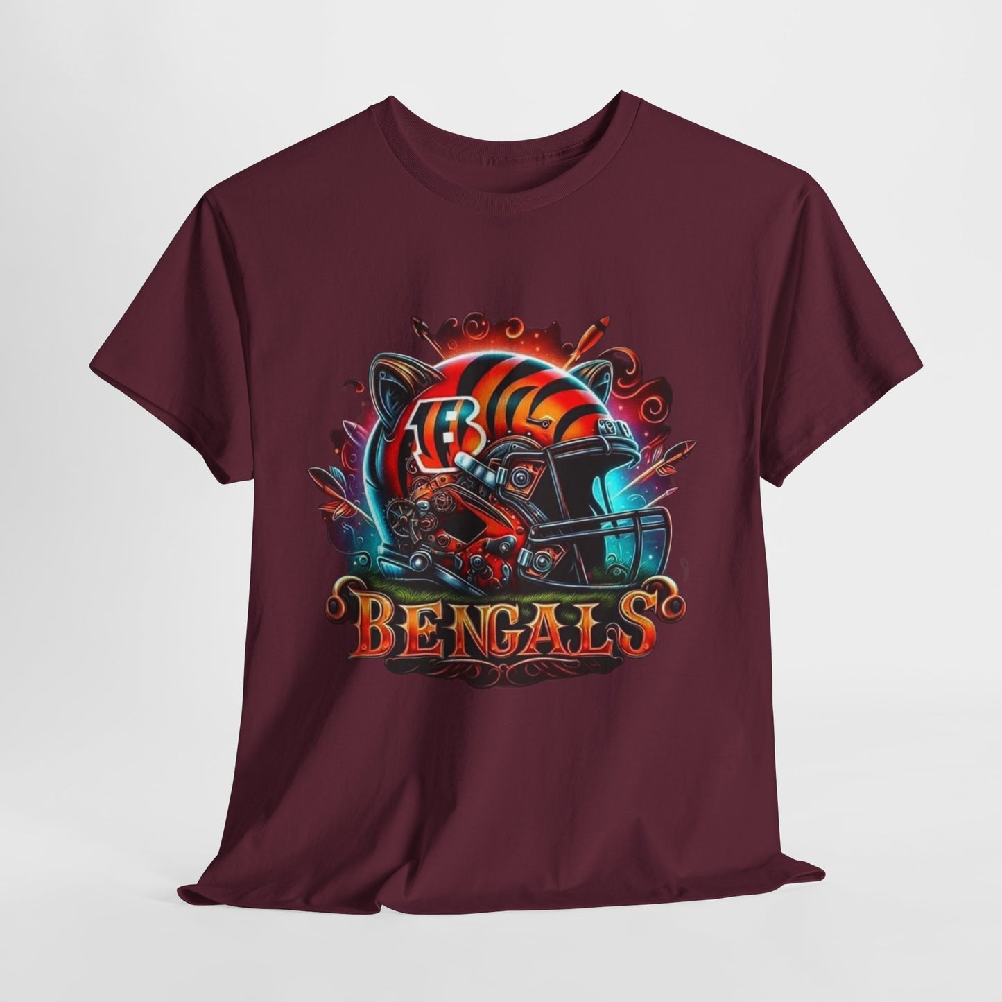Sports Bengals Football Helmet #2 Unisex Heavy Cotton Tee