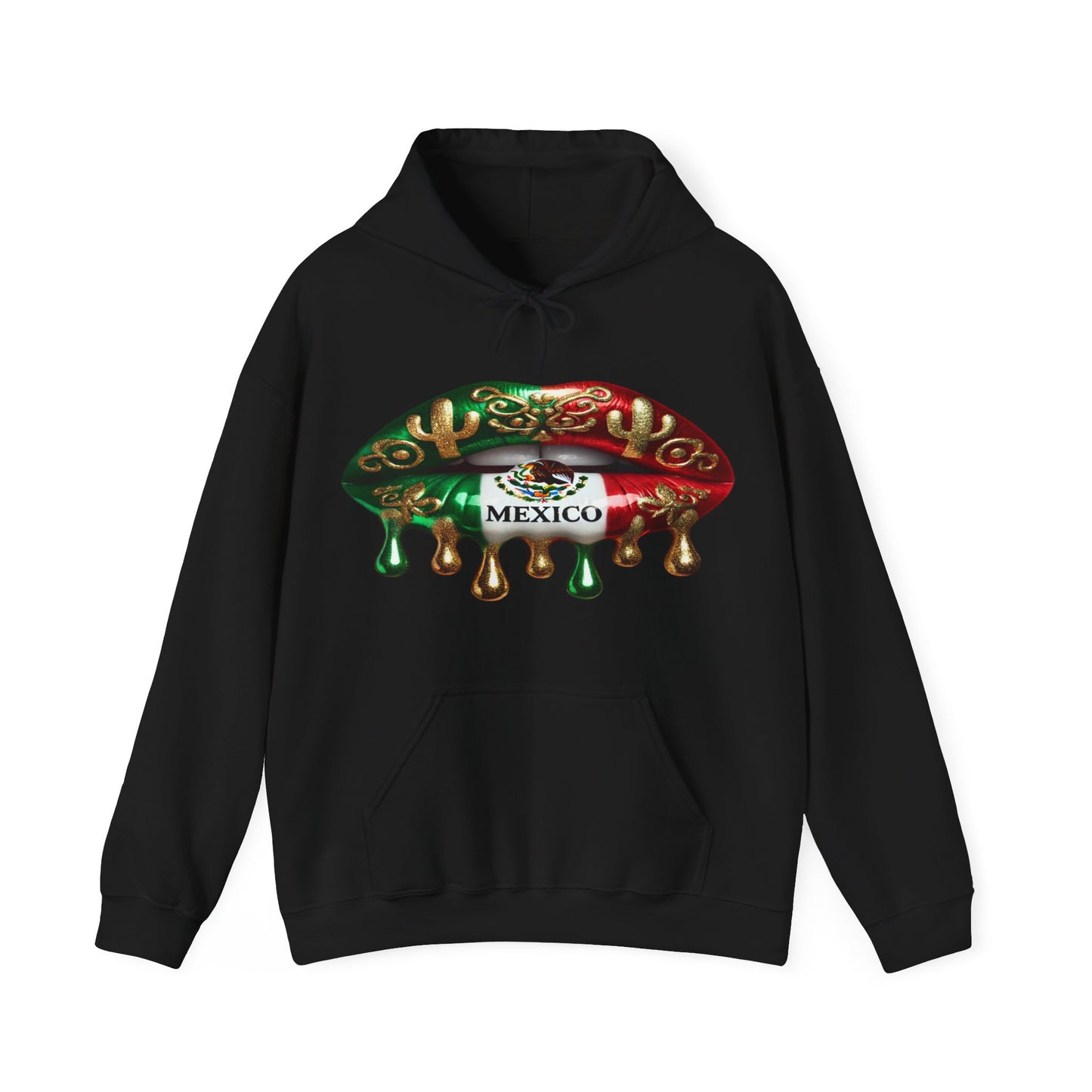 Mexico Dripping Flag Lips Hoodie — Mexican Pride Pullover