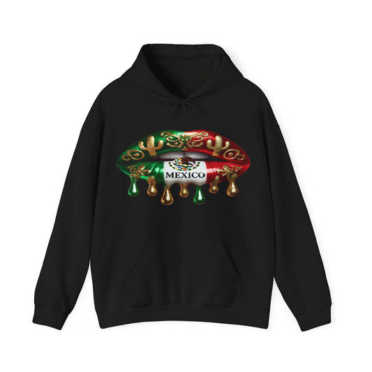 Mexico Dripping Flag Lips Hoodie — Mexican Pride Pullover