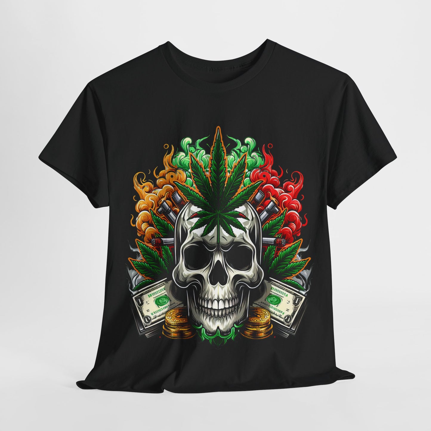420 Skull & Money #1 Unisex Heavy Cotton Tee - 312tshirts 2