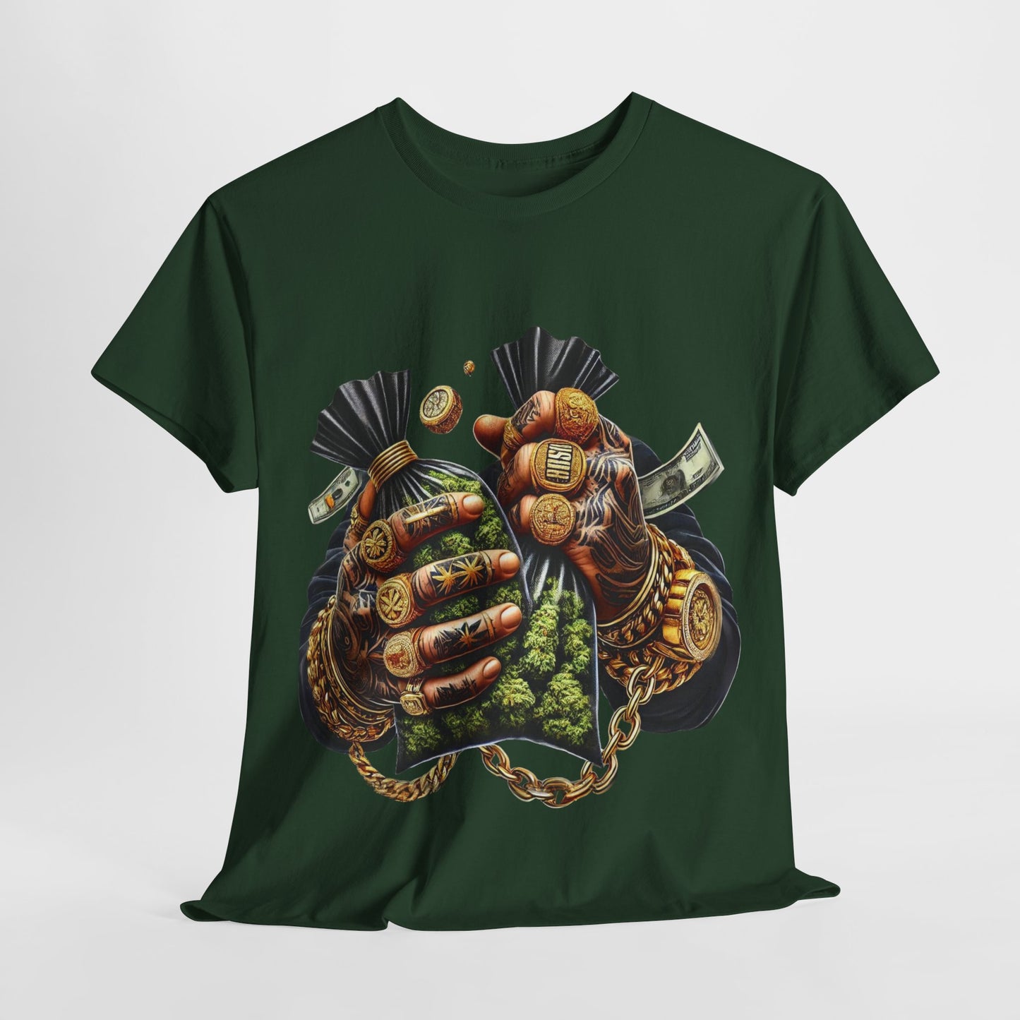 420 Two Hands #2 Weed Bags 1 Unisex Heavy Cotton Tee - 312tshirts 2