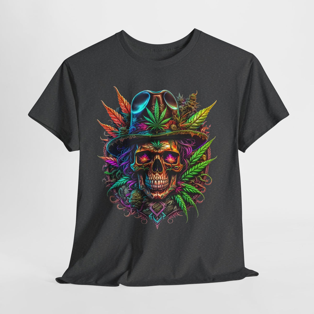 420 Skeleton In Hat #1 Unisex Heavy Cotton Tee