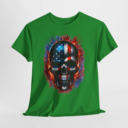 U.S Flag Skull Face #1 Unisex Heavy Cotton Tee