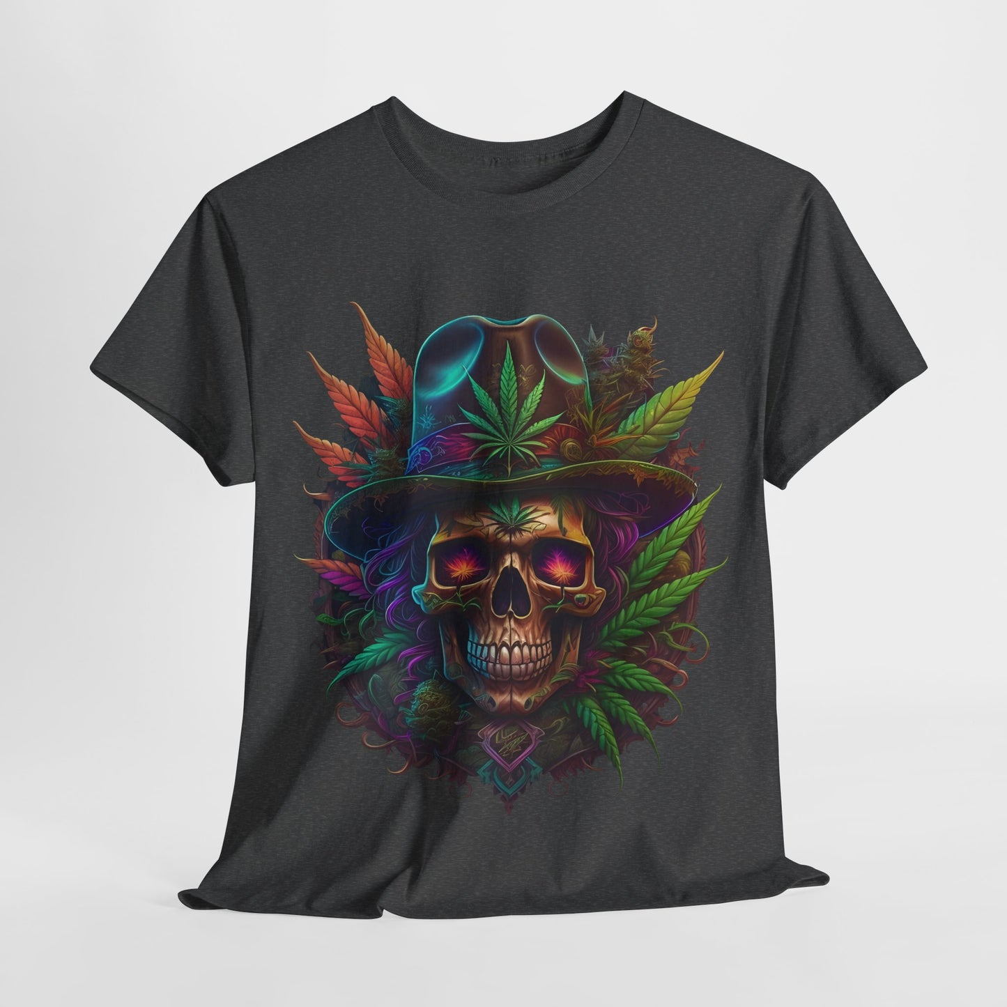 420 Psychedelic Skull & Hat Unisex Heavy Cotton Tee - 312tshirts 2