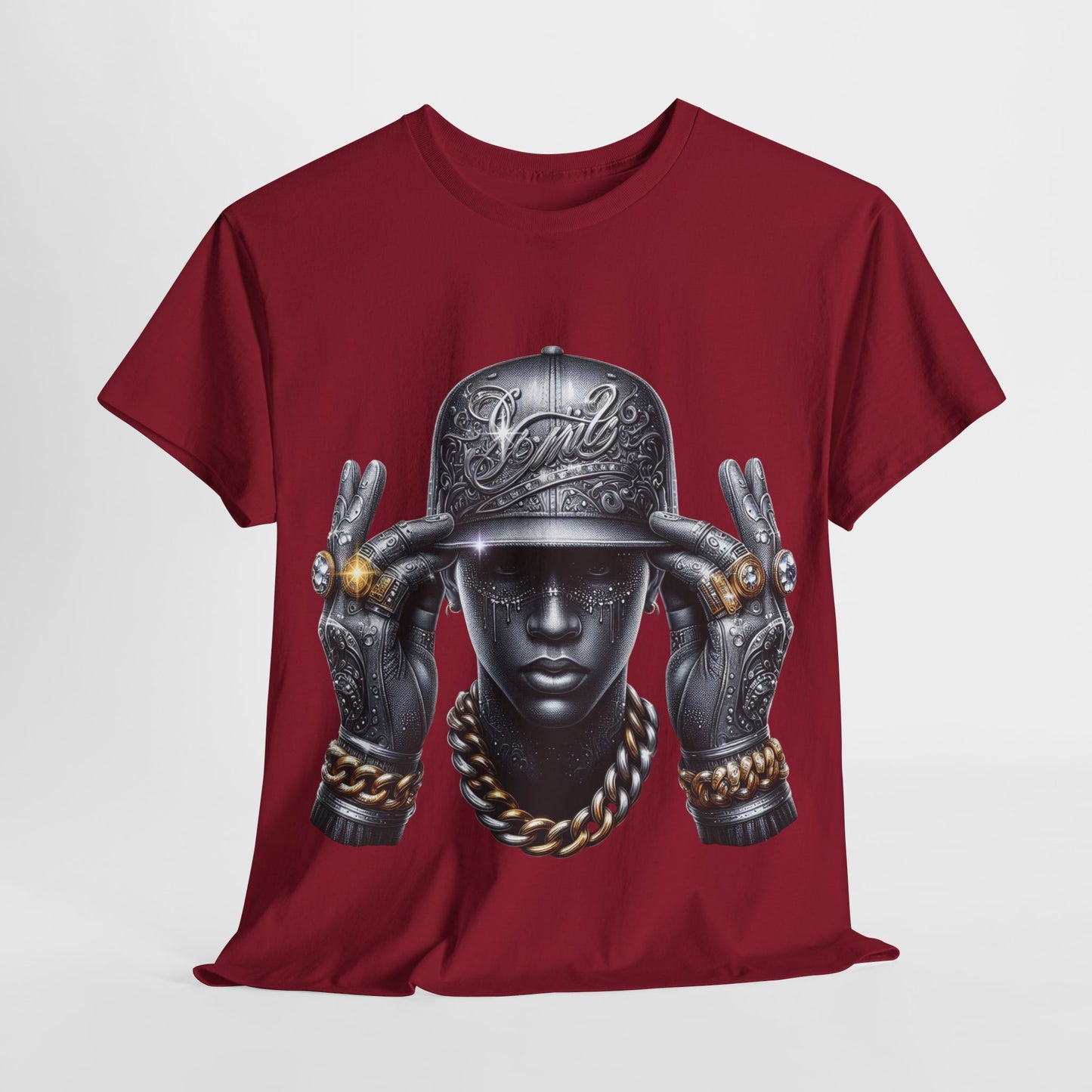 Metallic Man with Hat & Bling #4 Unisex Heavy Cotton Tee - 312tshirts 2