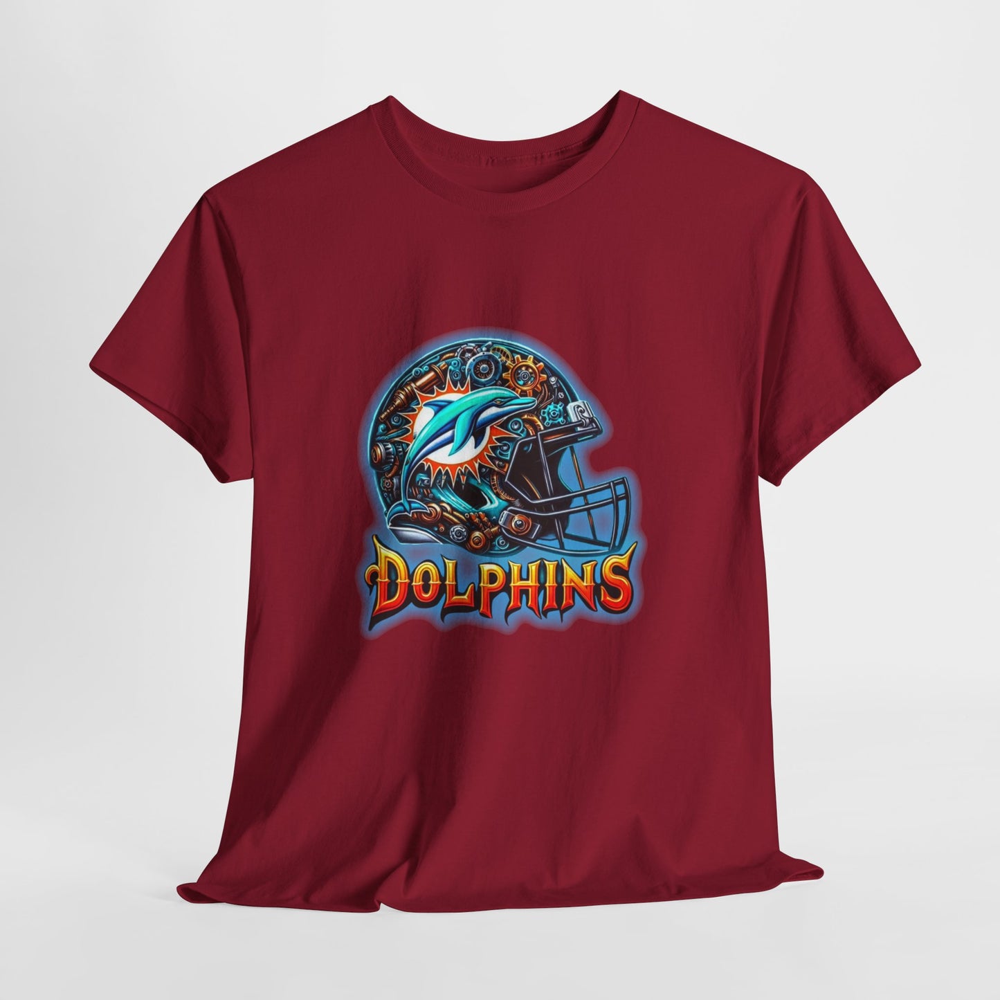 Sports Dolphins Football Helmet #2 Unisex Heavy Cotton Tee