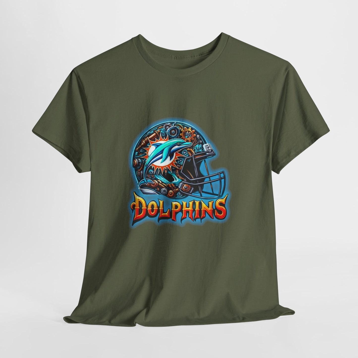 Sports Dolphins Football Helmet #2 Unisex Heavy Cotton Tee
