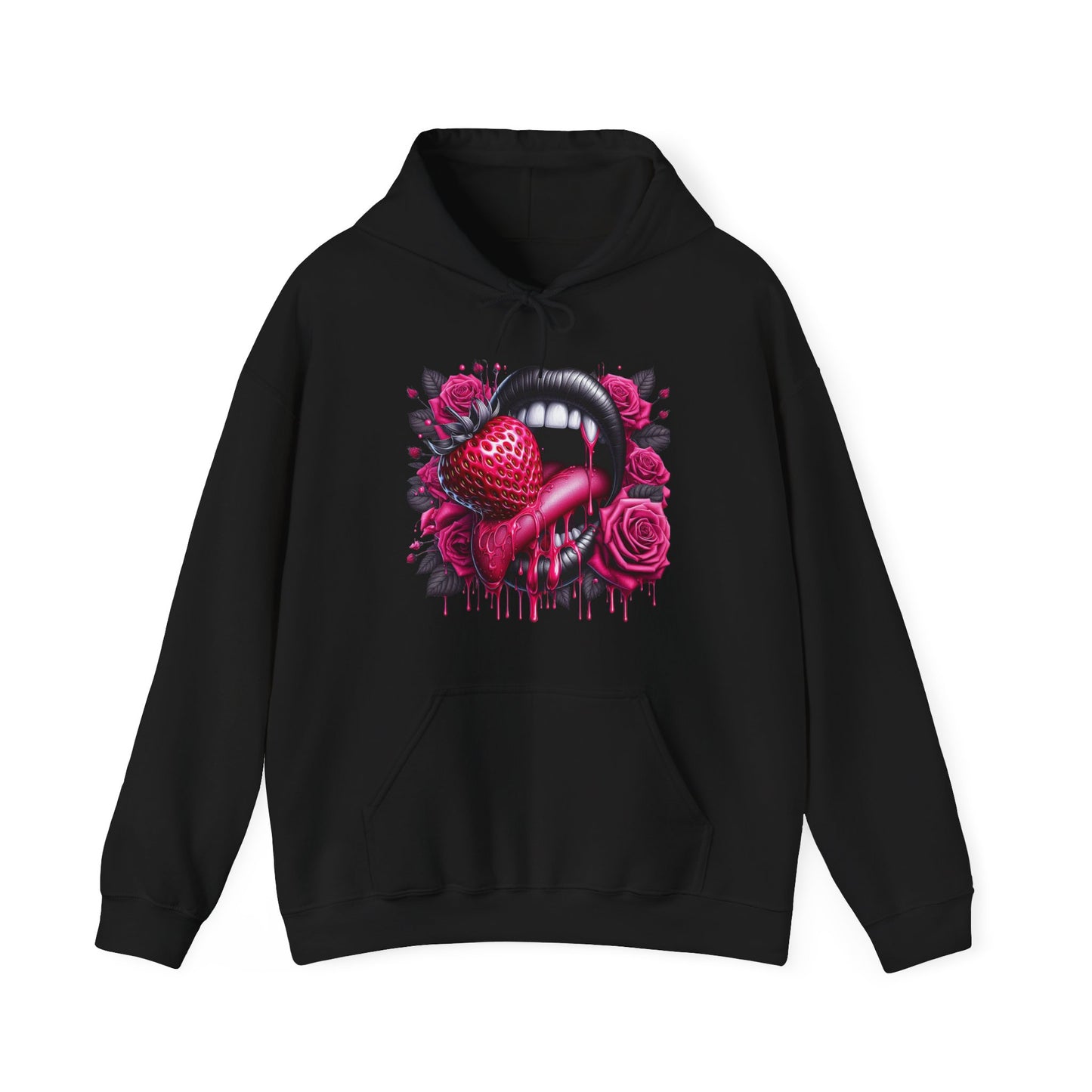 Vampy Lips, Strawberry & Roses Unisex Heavy Sweatshirt Hoodie