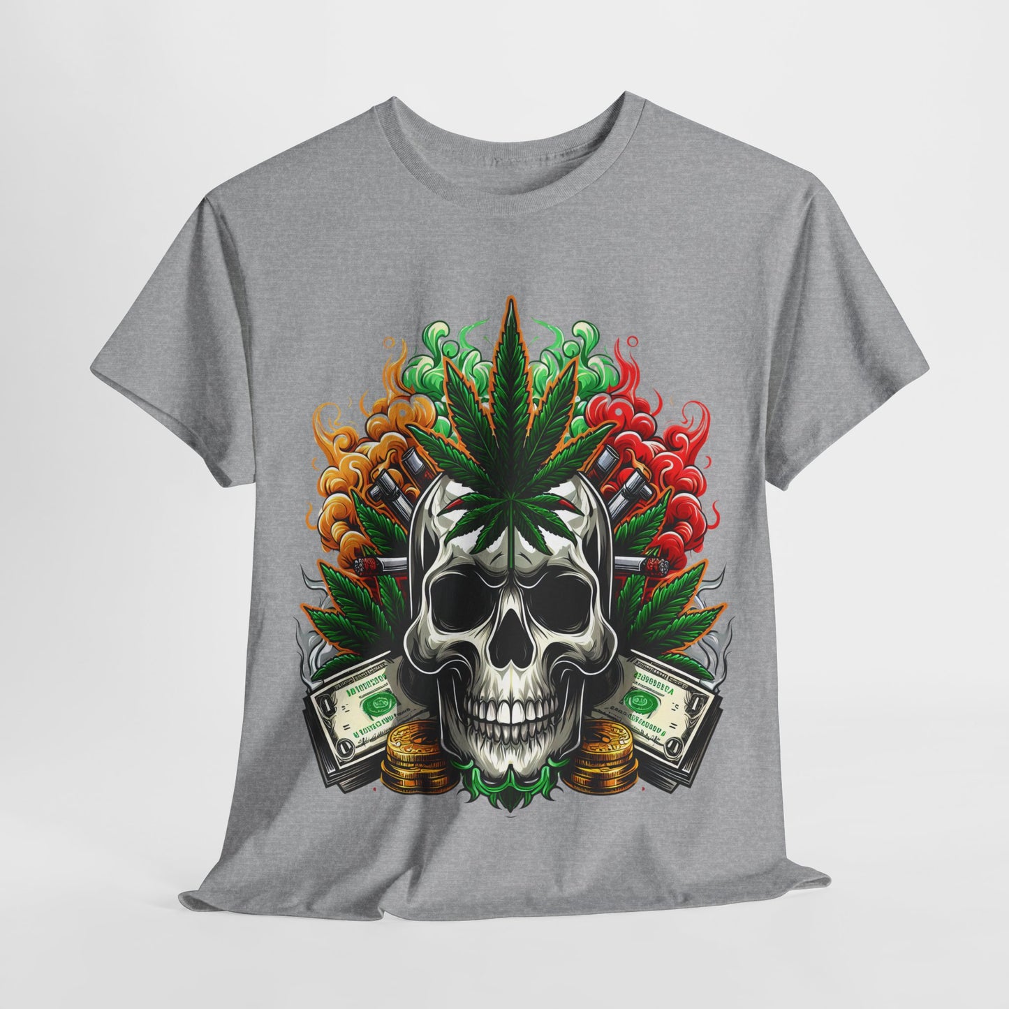 420 Skull & Money #1 Unisex Heavy Cotton Tee - 312tshirts 2