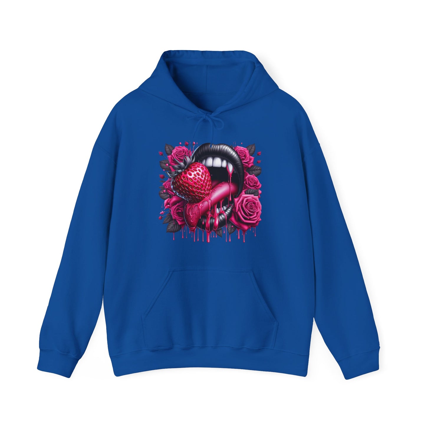Vampy Lips, Strawberry & Roses Unisex Heavy Sweatshirt Hoodie