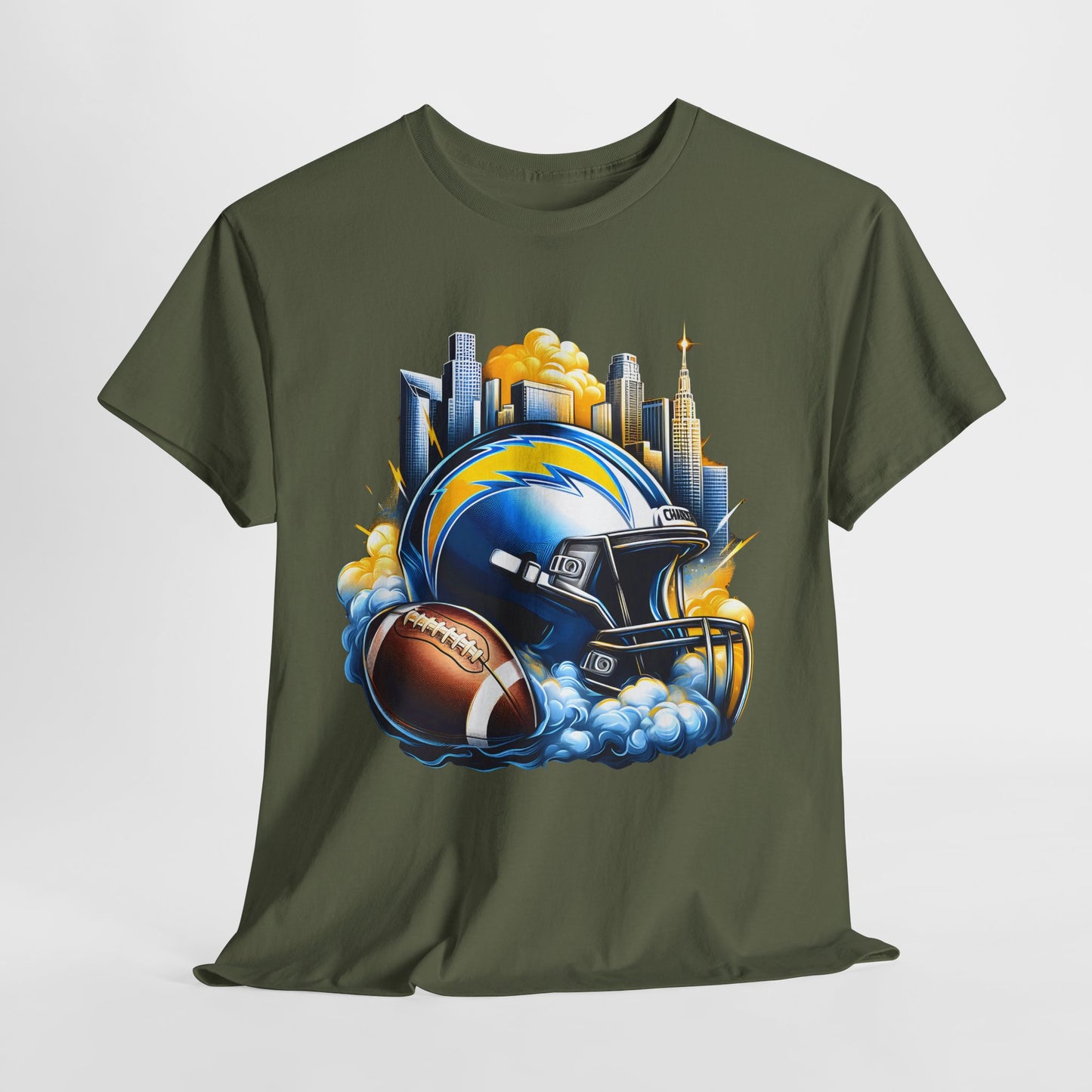 Sports Chargers Football Helmet #1 Heavy Cotton Tee