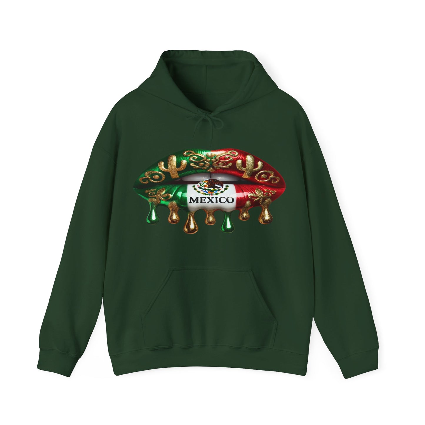 Mexico Dripping Flag Lips Hoodie — Mexican Pride Pullover