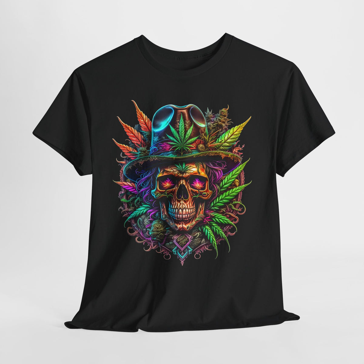 420 Skeleton In Hat #1 Unisex Heavy Cotton Tee