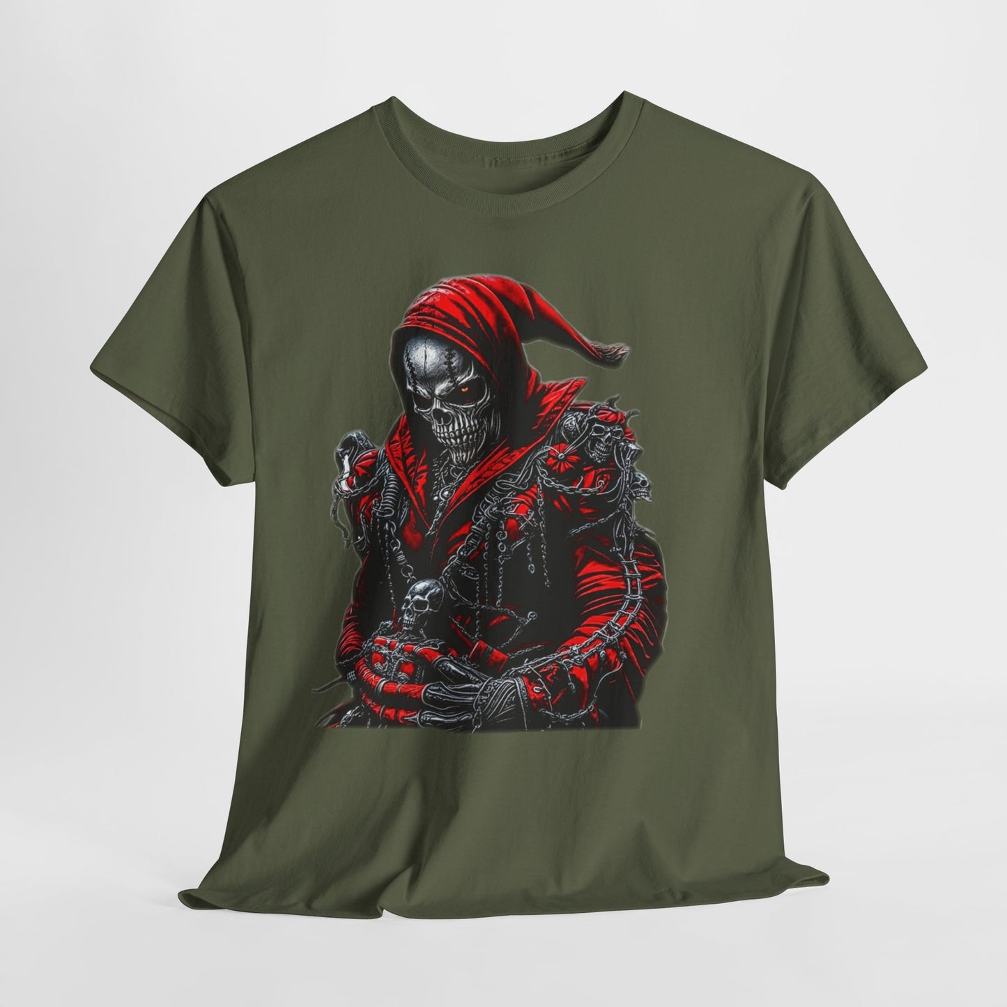 Red Gothic Skeleton Man Unisex Heavy Cotton Tee
