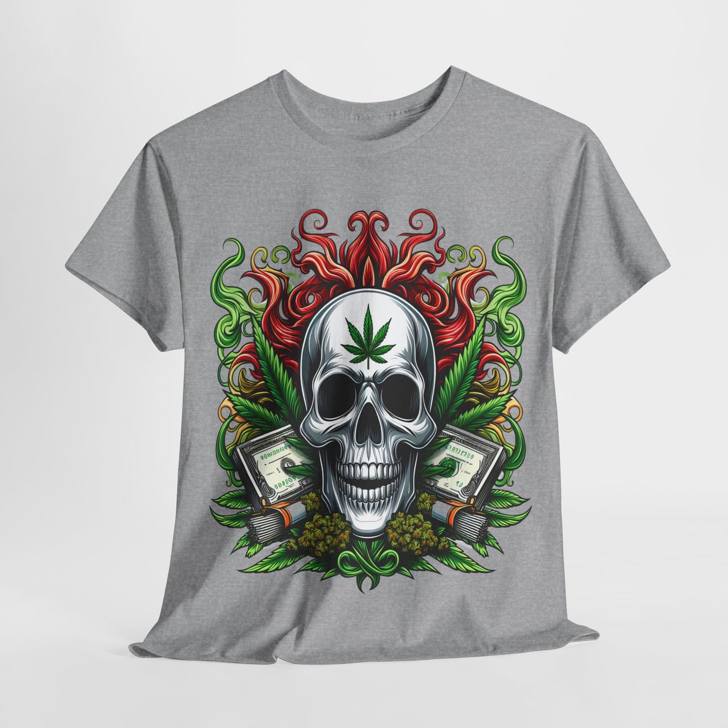 420 Skull & Money #2 Unisex Heavy Cotton Tee - 312tshirts 2