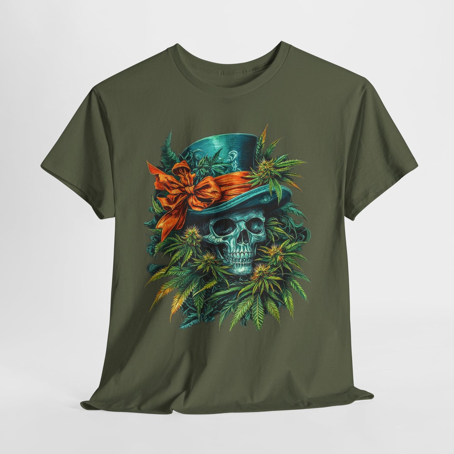 420 Skull Floral & Hat #5 Unisex Heavy Cotton Tee