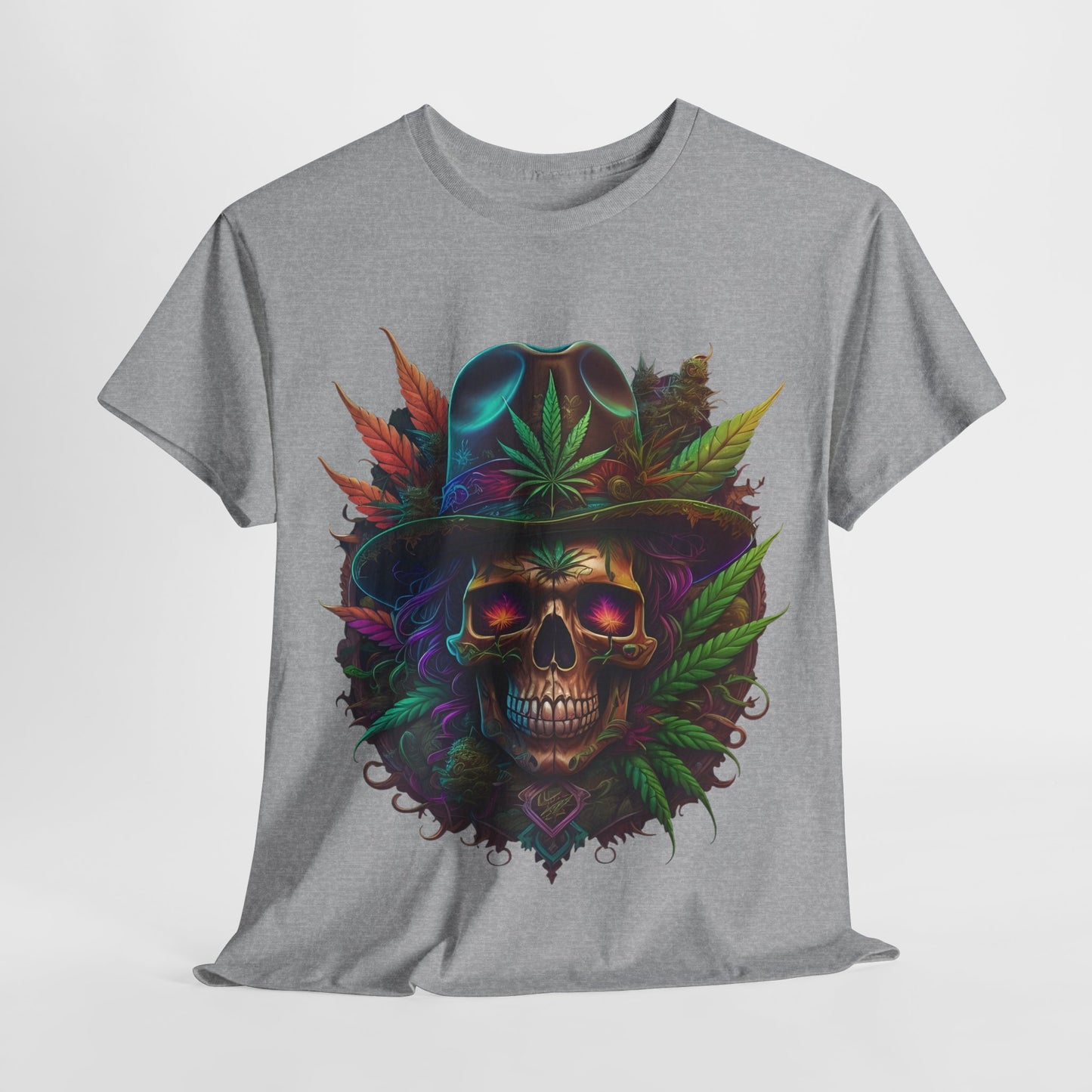 420 Psychedelic Skull & Hat Unisex Heavy Cotton Tee - 312tshirts 2