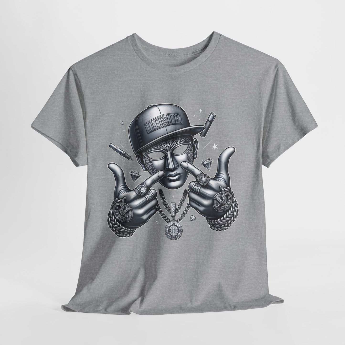 Silver Mask with Diamonds & Chains #5 Unisex Heavy Cotton Tee - 312tshirts 2