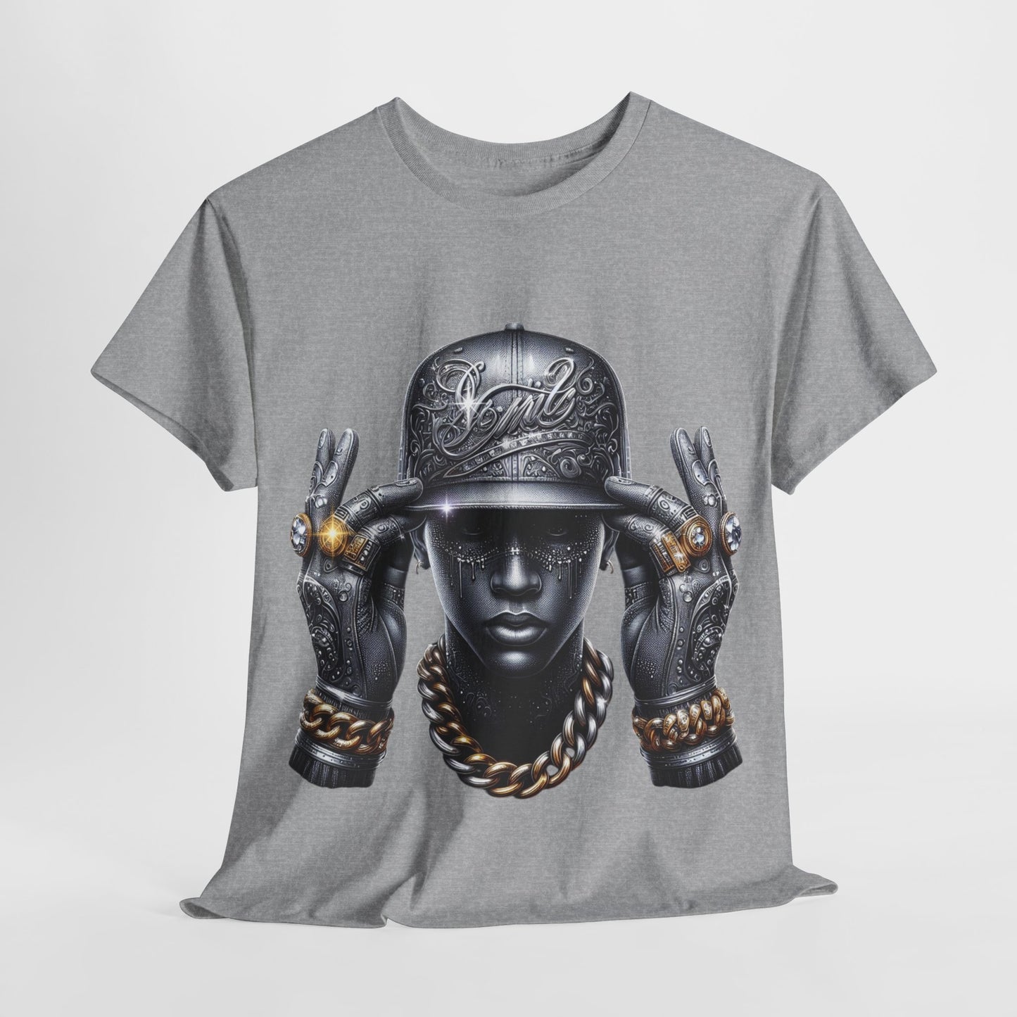 Metallic Man with Hat & Bling #4 Unisex Heavy Cotton Tee - 312tshirts 2