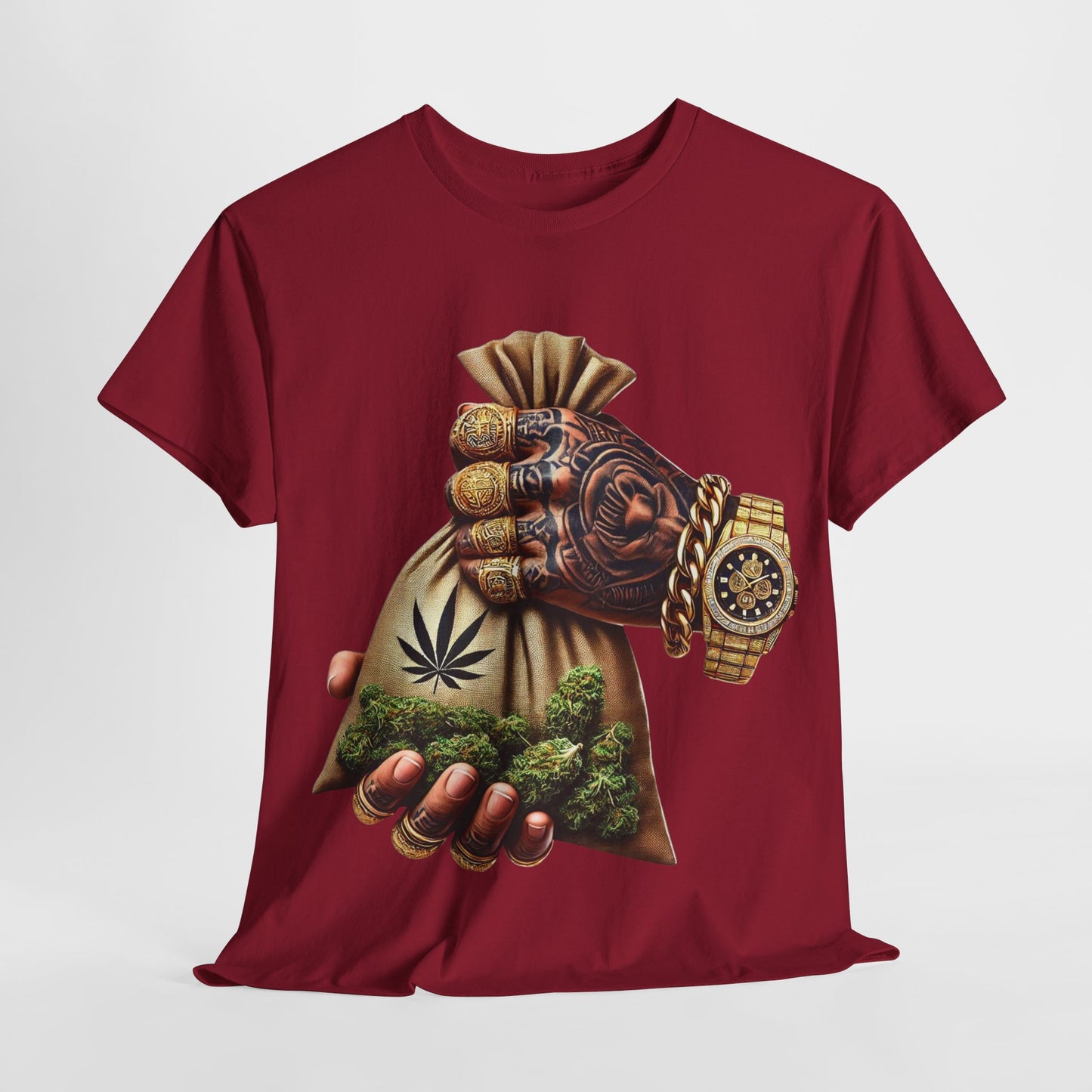 420 Hand Holding Weed Bag #3 Unisex Heavy Cotton Tee - 312tshirts 2