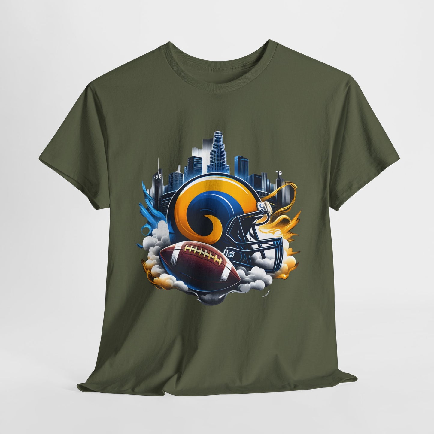 Sports Rams Football Helmet #1 Unisex Heavy Cotton Tee