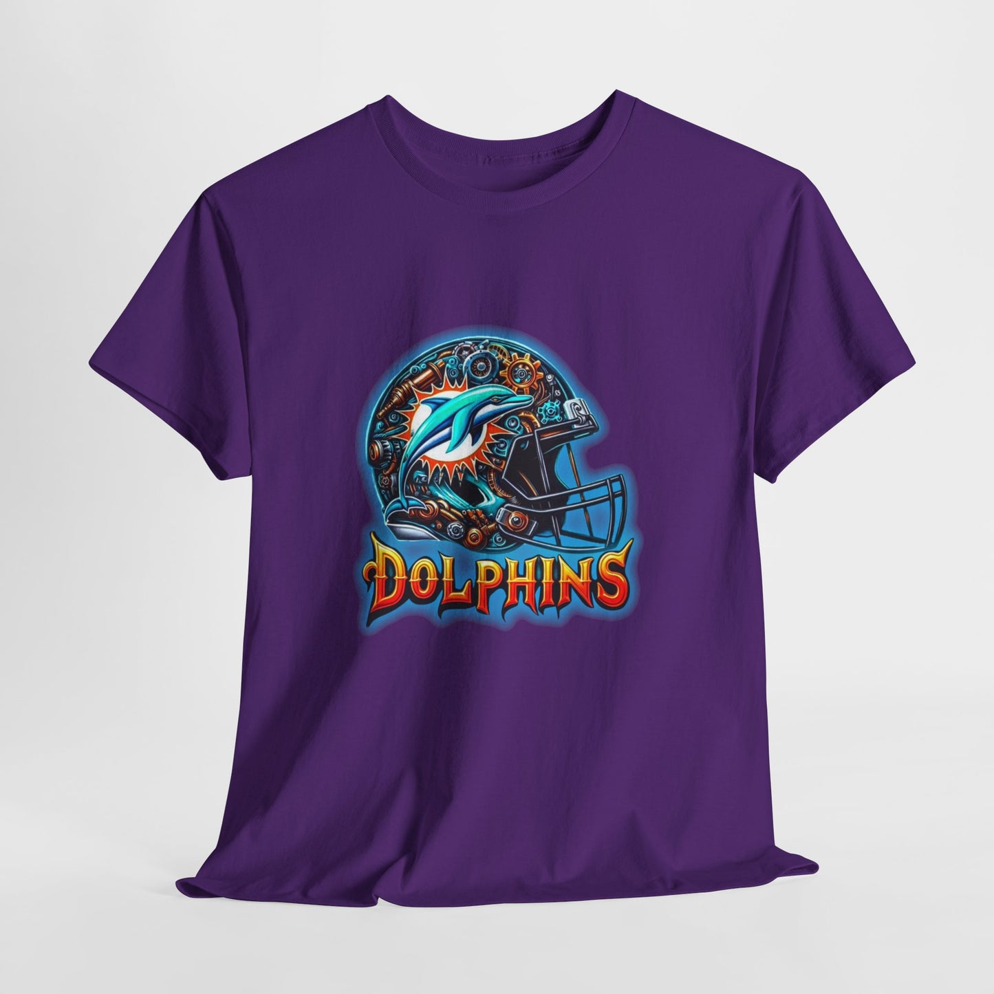 Sports Dolphins Football Helmet #2 Unisex Heavy Cotton Tee