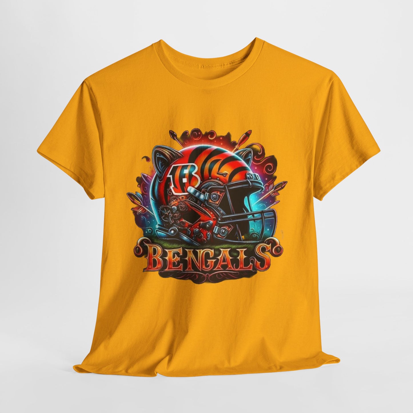 Sports Bengals Football Helmet #2 Unisex Heavy Cotton Tee