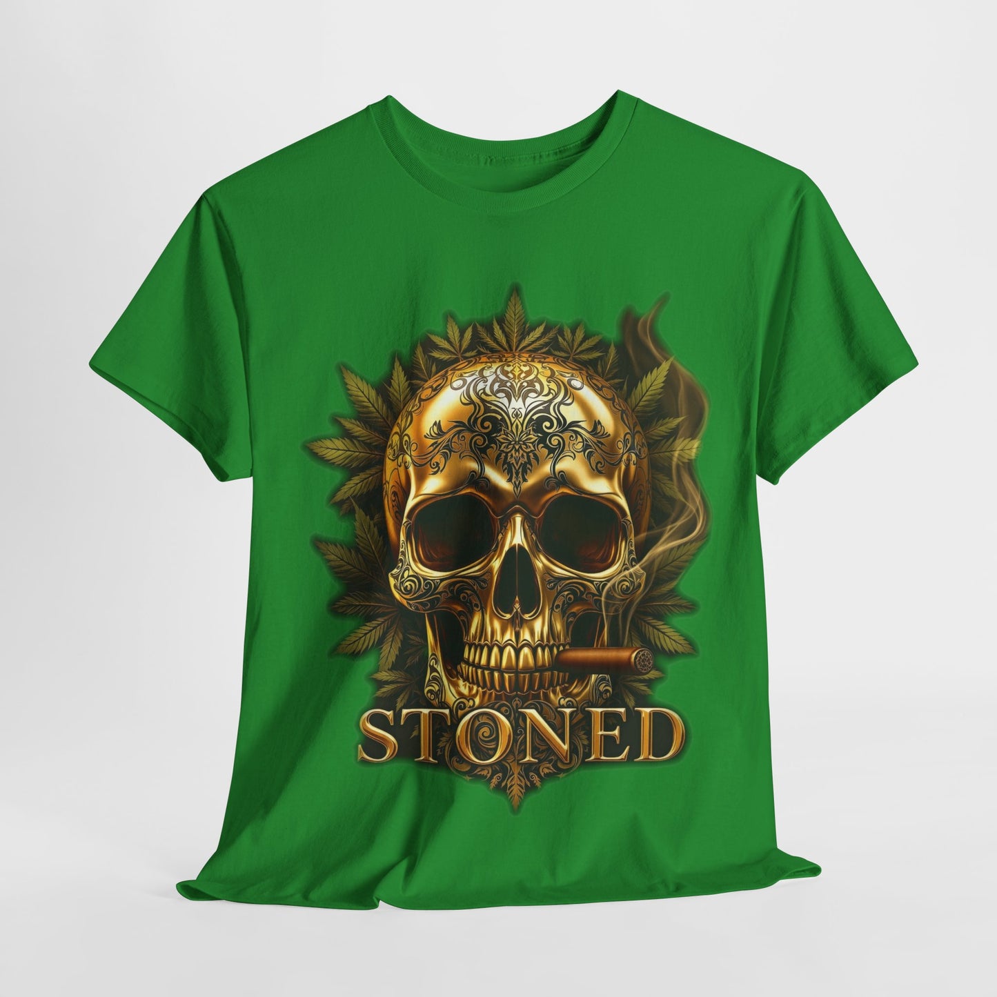 420 Gold Stoned Skull Unisex Heavy Cotton Tee - 312tshirts 2