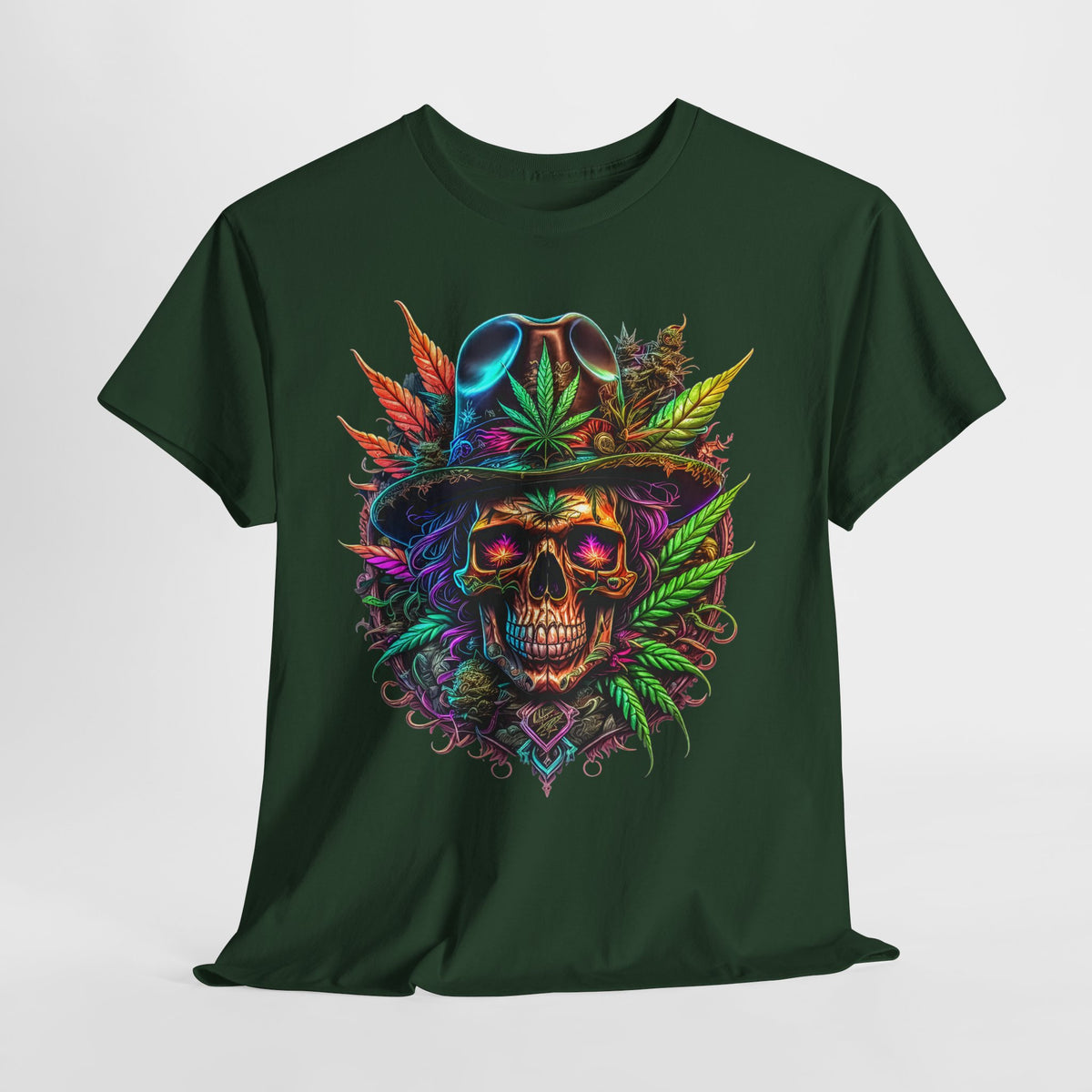 420 Skeleton In Hat #1 Unisex Heavy Cotton Tee