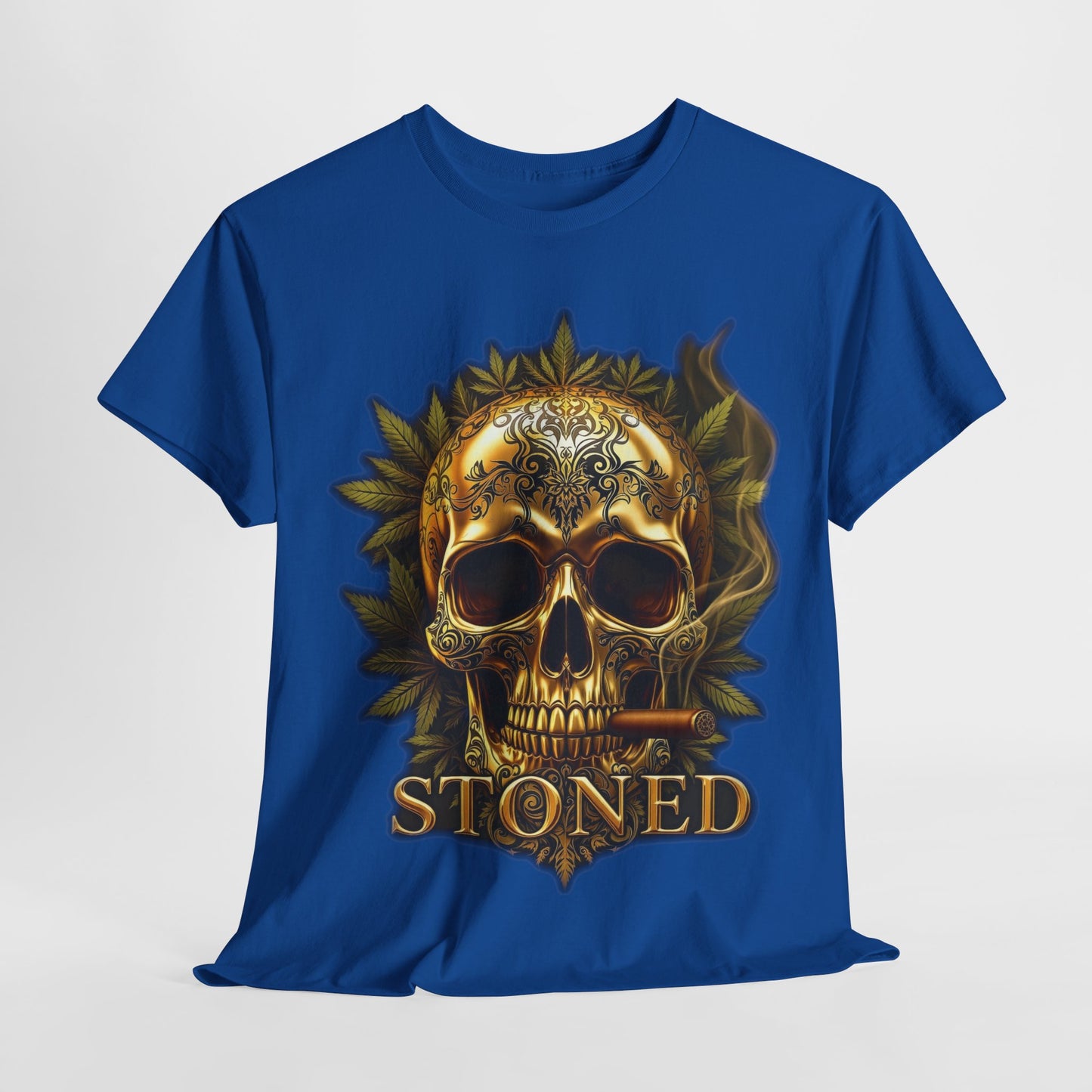 420 Gold Stoned Skull Unisex Heavy Cotton Tee - 312tshirts 2