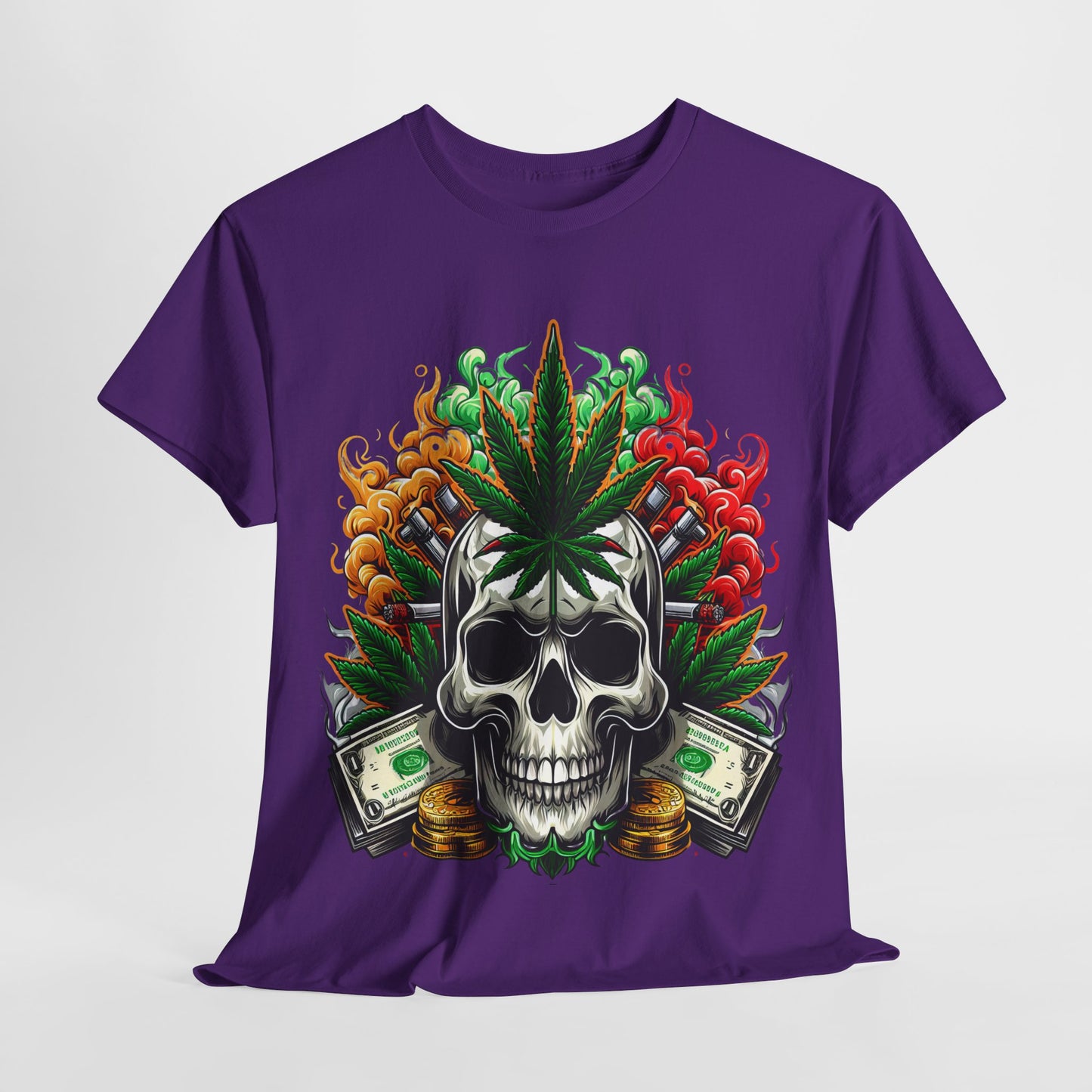 420 Skull & Money #1 Unisex Heavy Cotton Tee - 312tshirts 2