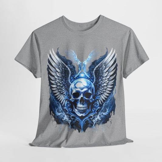 Blue Skull & Wings Unisex Heavy Cotton Tee - 312tshirts 2
