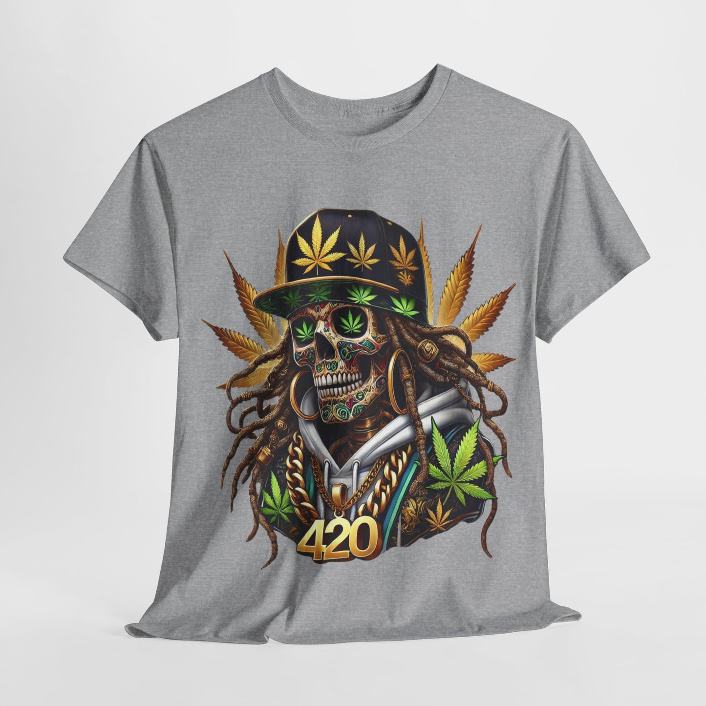 420 Rasta Skull & Hat Unisex Heavy Cotton Tee - 312tshirts 2