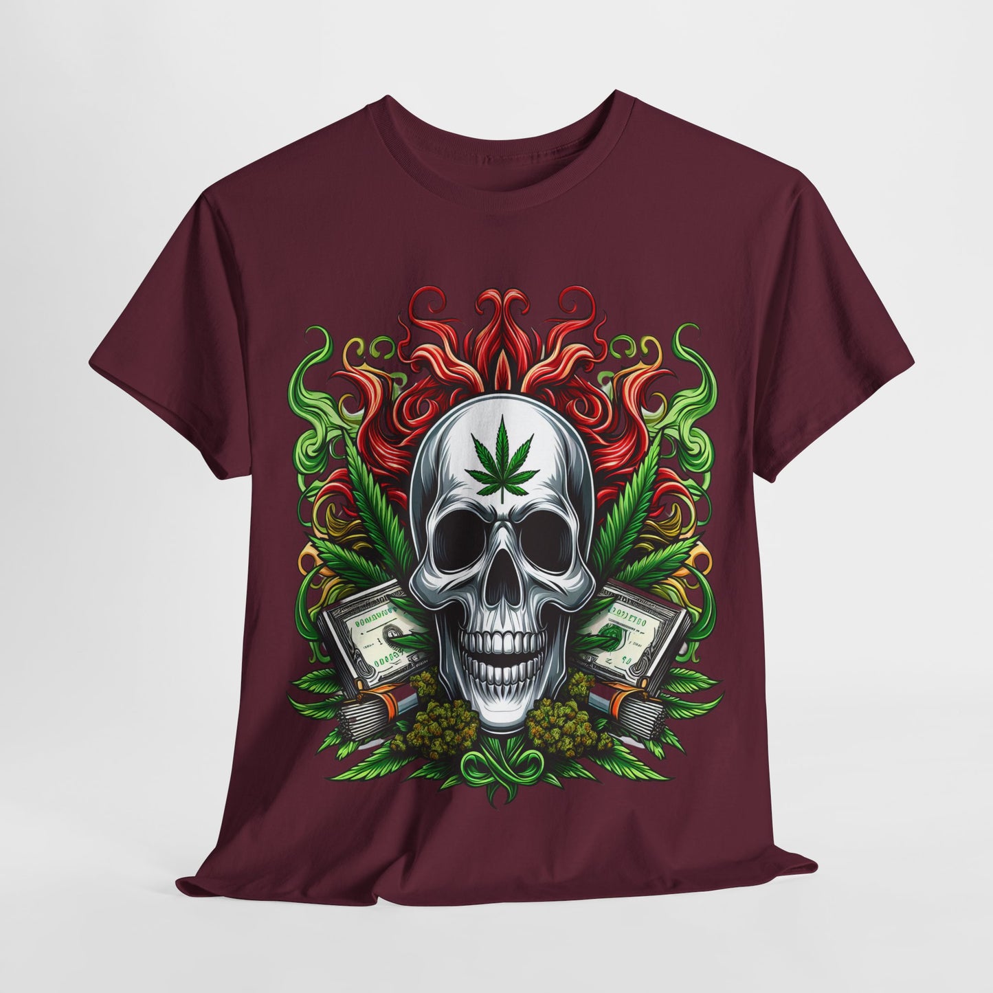 420 Skull & Money #2 Unisex Heavy Cotton Tee - 312tshirts 2