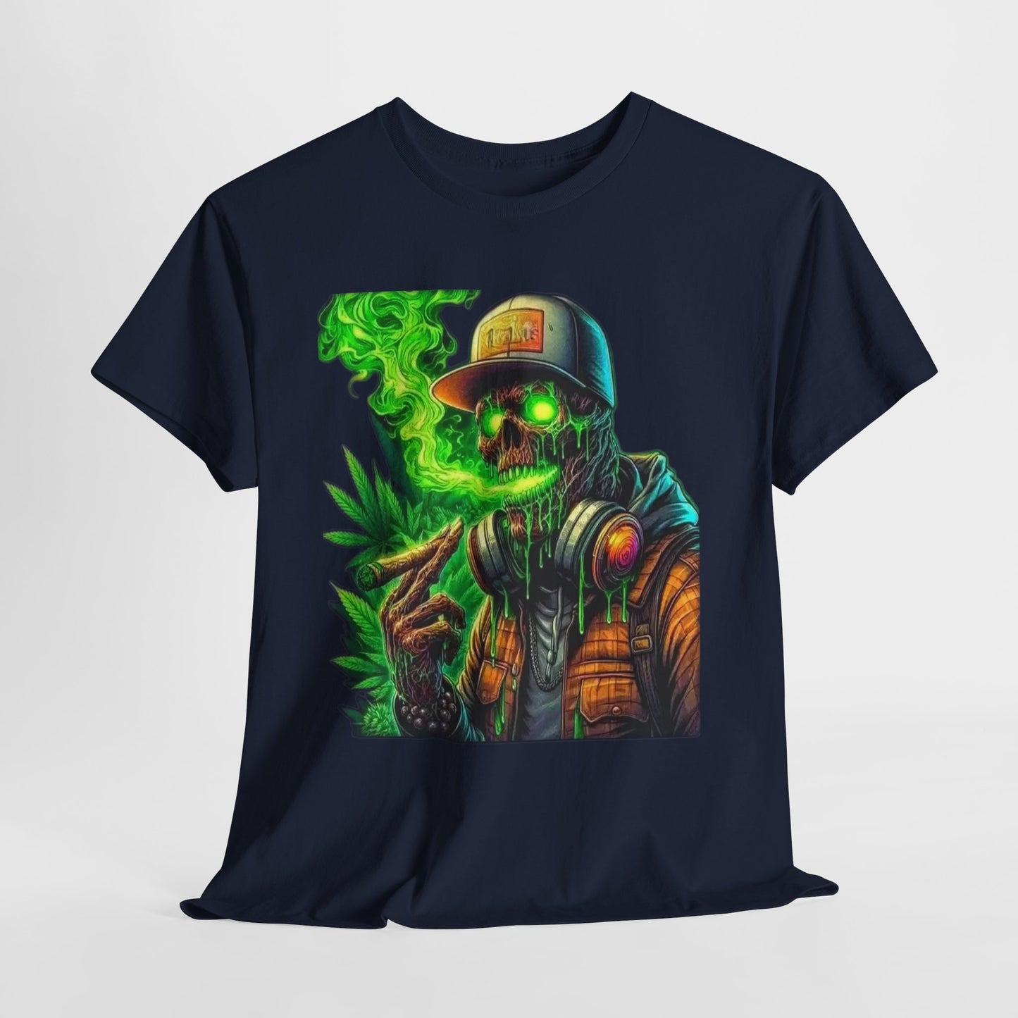 420 Urban Skeleton Man Green Smoke Unisex Heavy Cotton Tee